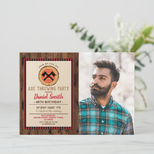 Ax Throwing Birthday Photo Wood Lumberjack Pset Kaart