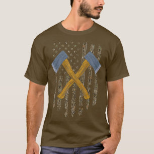 Ax Throwing Hatchet American Flag Tree  T-shirt