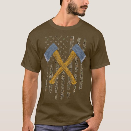 Ax Throwing Hatchet American Flag Tree  T-shirt (Voorkant)
