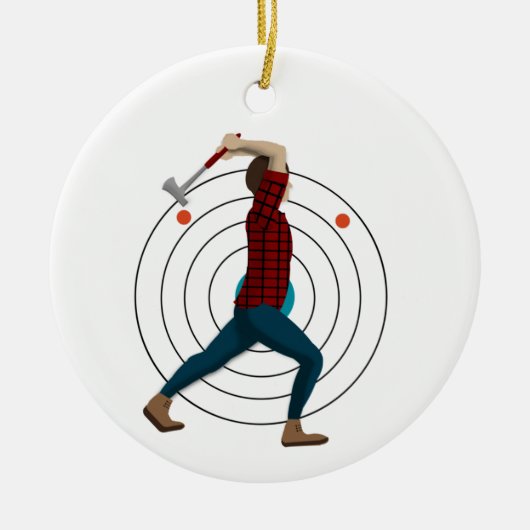 Ax Throwing Keramisch Ornament (Voorkant)