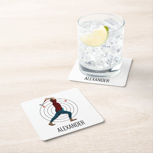 Ax Throwing Vierkante Kartonnen Onderzetter (Insitu)