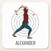 Ax Throwing Vierkante Kartonnen Onderzetter (Voorkant)