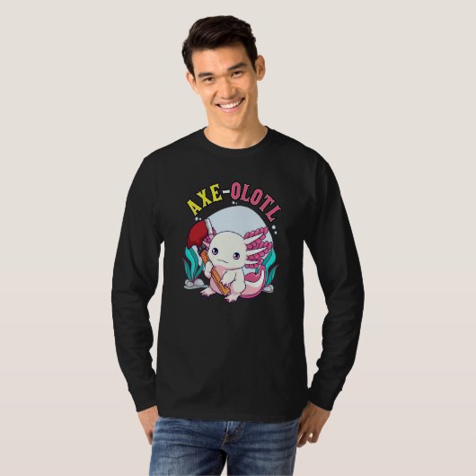 Axe olotl Cute Axolotl Holding Axe Axolotl Lumberj T-shirt (Voorkant volledig)