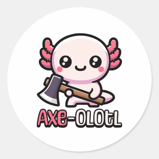 Axe-Olotl! Schattigee axolotl-pen Ronde Sticker (Voorkant)
