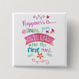 Axel Figuur Schaats Square Magnet Vierkante Button 5,1 Cm