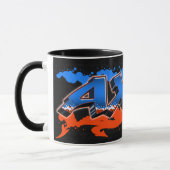 Axel prénom nom graffiti bleu orange tasse (Gauche)