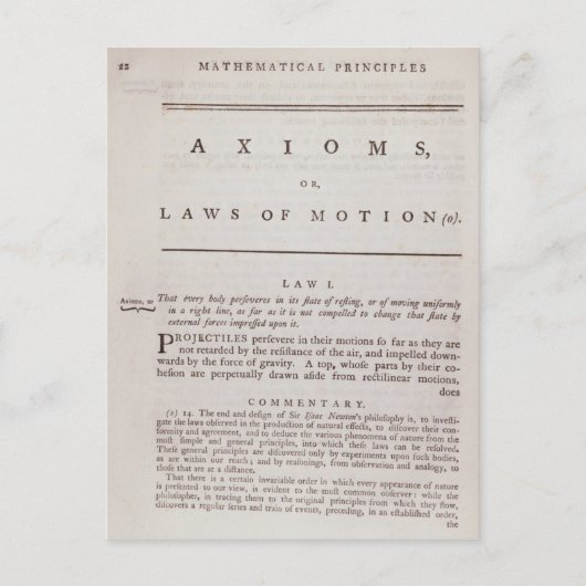 Axioma's, of bewegingswetten, van volume I Briefkaart (Voorkant)