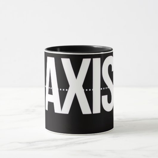 Axis Minimalist Black Mug – Clean Typography Motiv (Centre)