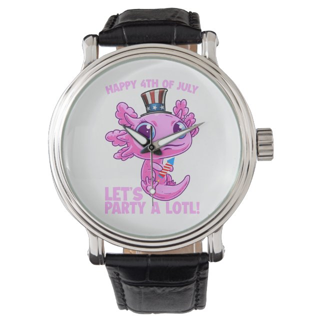 Axolotl 4 juli Patriottische Onafhankelijkheidsdag Horloge (Voorkant)