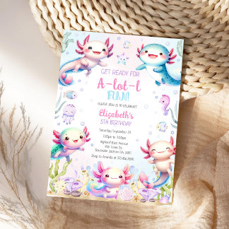 Axolotl A-Lot-l Leuke Verjaardagsuitnodiging Kaart