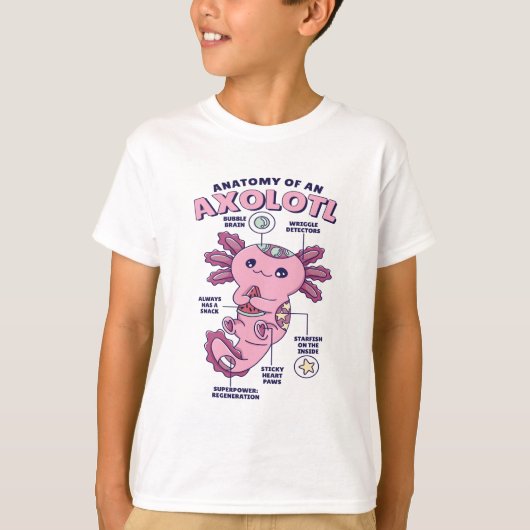 AXOLOTL ANATOMY CUTE ANIMAAL T-SHIRT (Voorkant)