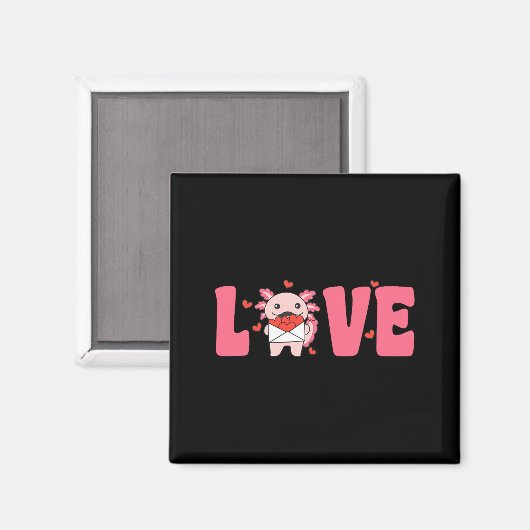 Axolotl Animals With Hearts Love Premium Tri-blend Magneet (Voorkant / Achterkant)
