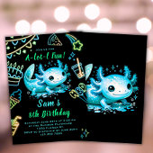 Axolotl Anniversaire Invitation Neon Boy Axolotl