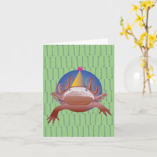 Axolotl Birthday Kaart (Gele Bloem)