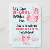 Axolotl Birthday Party Invitation roze Kaart (Voorkant)