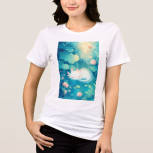 Axolotl Bloem Vijver Sereniteit Tri-Blend Shirt