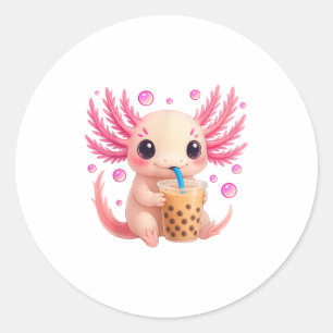 Axolotl Bubble Boba Thee Anime Schattig Kawaii Tie Ronde Sticker