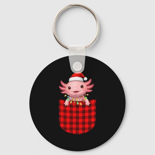 Axolotl Buffalo Red Plaid Cket Christmas Funny Men Sleutelhanger (Voorkant)