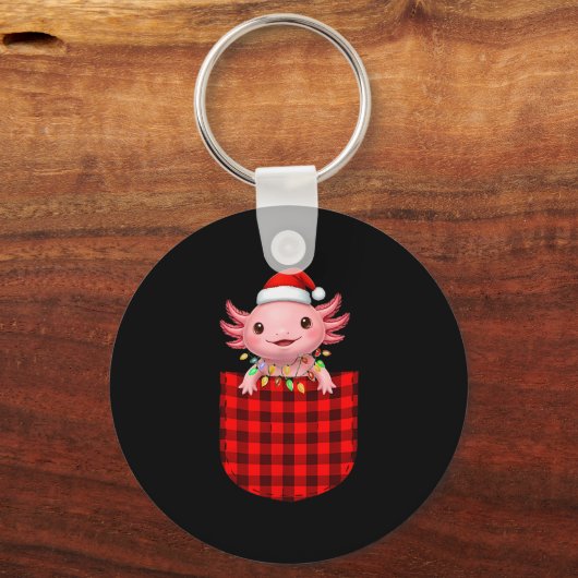 Axolotl Buffalo Red Plaid Cket Christmas Funny Men Sleutelhanger (Voorkant)