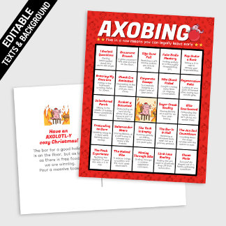 Axolotl Christmas Bingo Social Anxiety Editable Feestdagenkaart