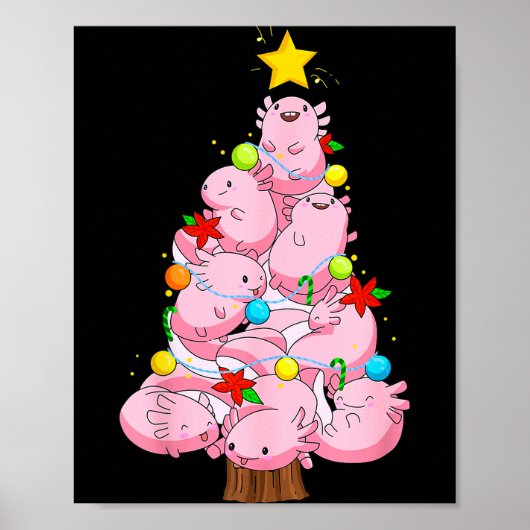 Axolotl Christmas Tree Ornament Fish Axolotl Anima Poster (Voorkant)