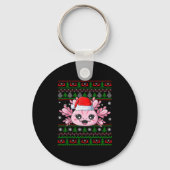 Axolotl Christmas Ugly Sweater Santa Axolotl Head Sleutelhanger (Voorkant)