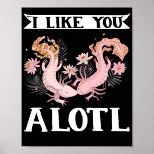Axolotl Couple Friends I vind je een lol Kawaii Poster