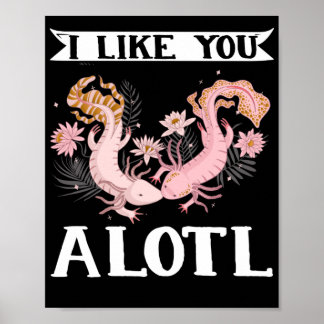 Axolotl Couple Friends I vind je een lol Kawaii Poster