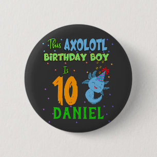 Axolotl Custom Birthday Boy Matching Ronde Button 5,7 Cm