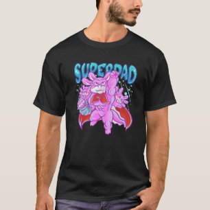 Axolotl Dad Super Dad Superheld Daddy Papa Vader T-shirt
