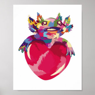 Axolotl dier en hart poster