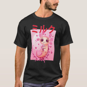 Axolotl Drink aardbeien Roze melkroze Plush Salama T-shirt