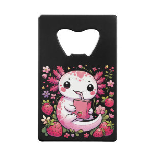 Axolotl Drink Japanse aardbeienmelk Kredietkaart Flessenopener