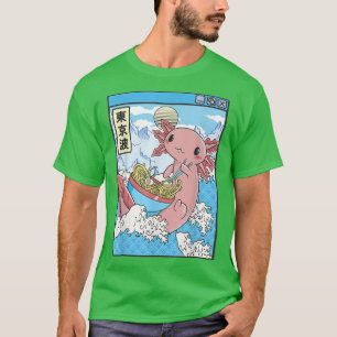 Axolotl Eating Ramen Japan Waves Anime Kawaii Vapo T-shirt