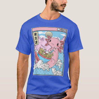 Axolotl Eating Ramen Japan Waves Anime Kawaii Vapo T-shirt