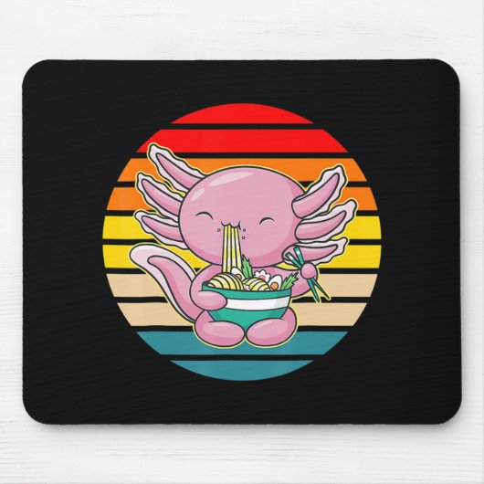 Axolotl Eating Ramen Kawaii Anime Japanse Food Ki Muismat (Voorkant)