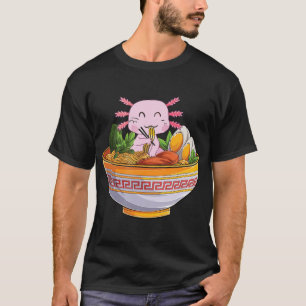 Axolotl Eating Ramen Noodles Kawaii Anime Gift Gir T-shirt