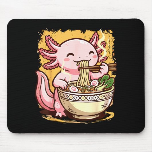 Axolotl Eating Ramen Noodles  Muismat (Voorkant)