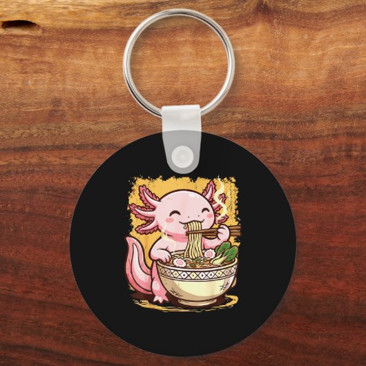 Axolotl Eating Ramen Noodles  Sleutelhanger (Voorkant)