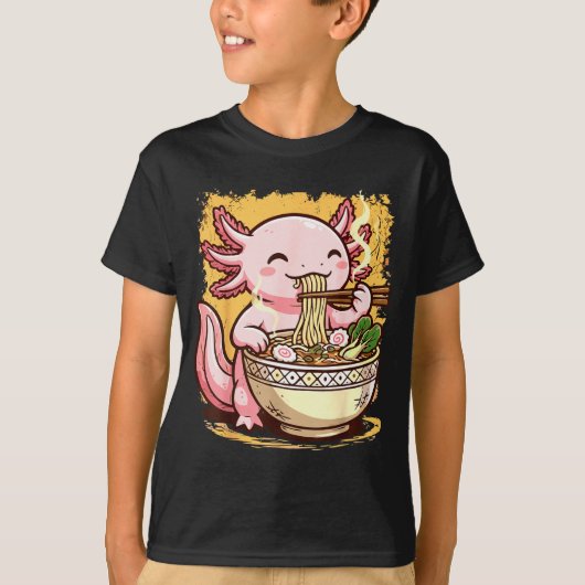 Axolotl Eating Ramen Noodles  T-shirt (Voorkant)