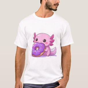 Axolotl eet paarse donuts. t-shirt