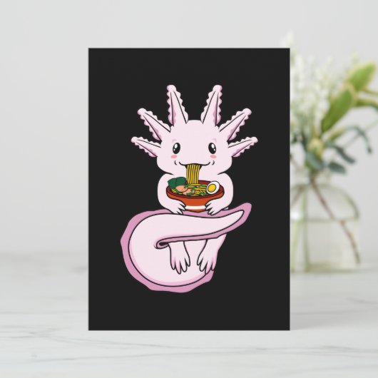 Axolotl Eet Ramen Kawaii Dierenliefhebber Huisdier Bedankkaart (Staand voorkant)