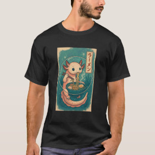Axolotl Eet Ramen Noedels Japanse Vintage T-shirt