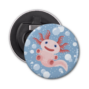 Axolotl en Bubbles Bold Vector Design Button Flesopener