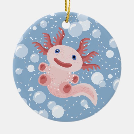Axolotl en Bubbles Bold Vector Design Keramisch Ornament (Voorkant)