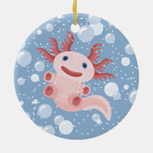 Axolotl en Bubbles Bold Vector Design Keramisch Ornament (Achterkant)