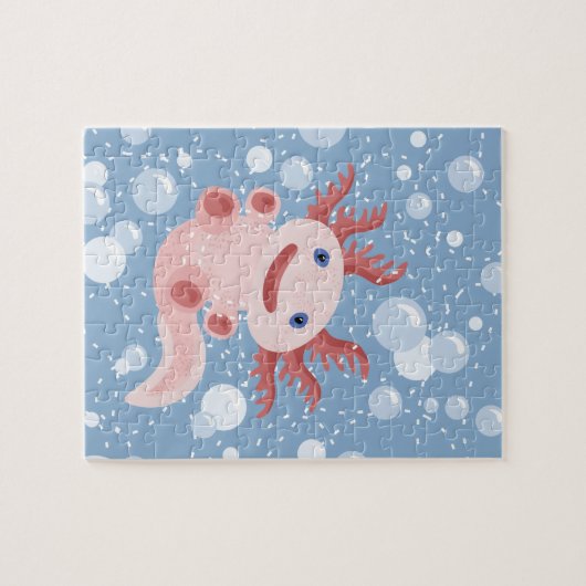 Axolotl en Bubbles Bold Vector Design Legpuzzel (Horizontaal)