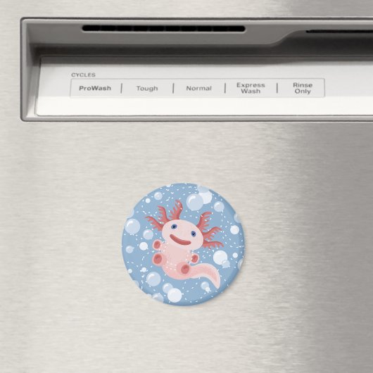 Axolotl en Bubbles Bold Vector Design Magneet (Insitu (Vaatwasser))