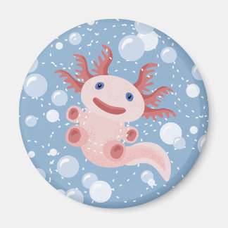 Axolotl en Bubbles Bold Vector Design Magneet