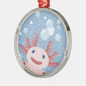 Axolotl en Bubbles Bold Vector Design Metalen Ornament (Links)
